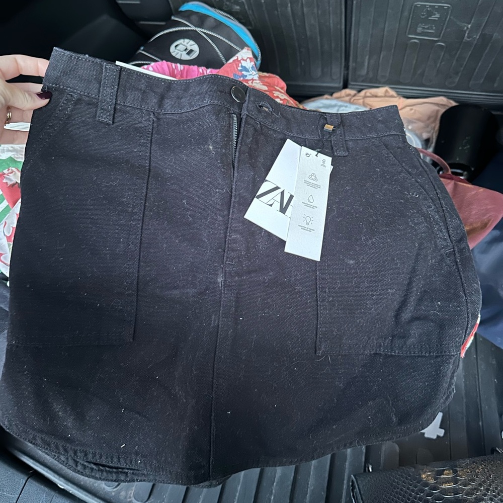 Zara Classic Black Denim Skirt